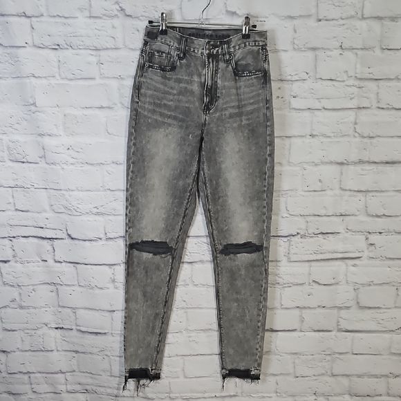 American Eagle Outfitters Denim - American Eagle Outfitters Mom Jean Gray Ripped Skinny Jeans